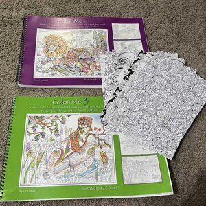 Adult Color me 2 & 3 spiral bound plus 8 extra coloring sheets